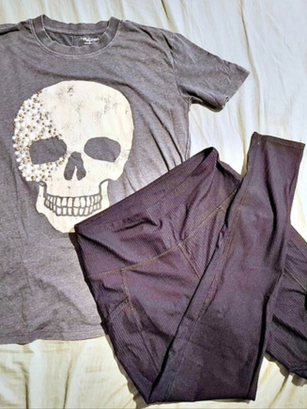 maurices Skull Graphic Top and Leggings Set in Black